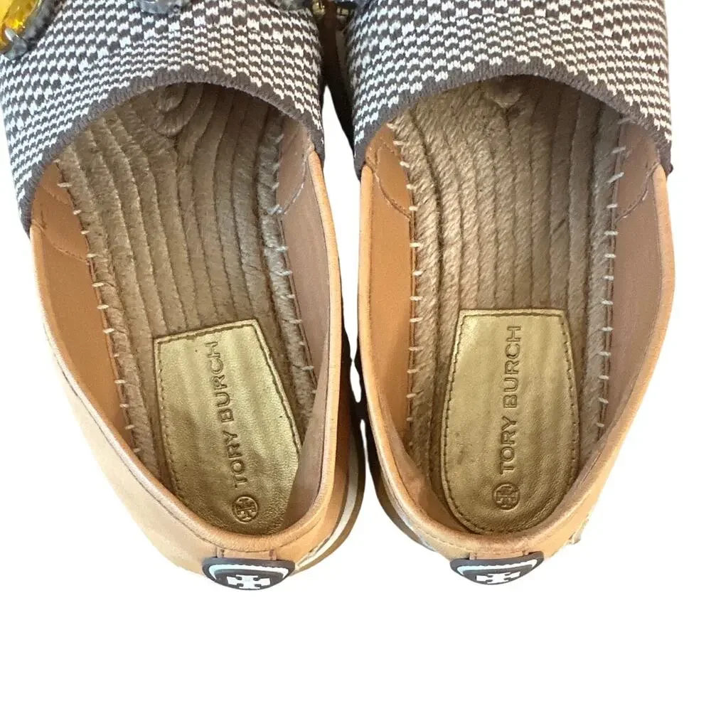 Tory Burch Crystal Daisy Espadrilles Jeweled Slip On 6.5